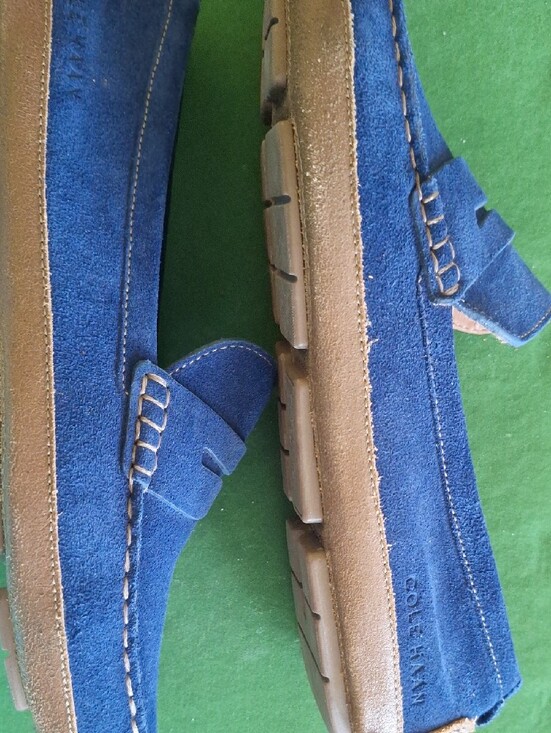 Cole Haan Blue Suede Penny Loafers